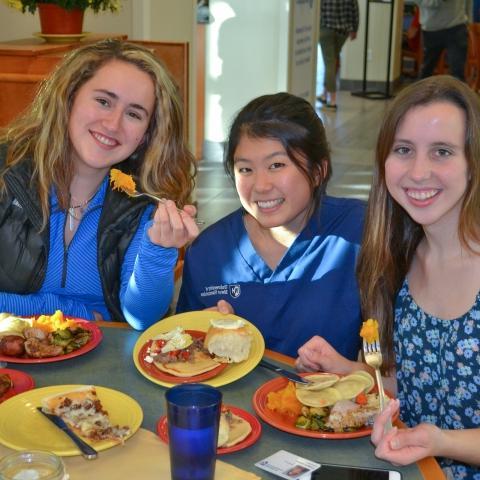 students in dining hall